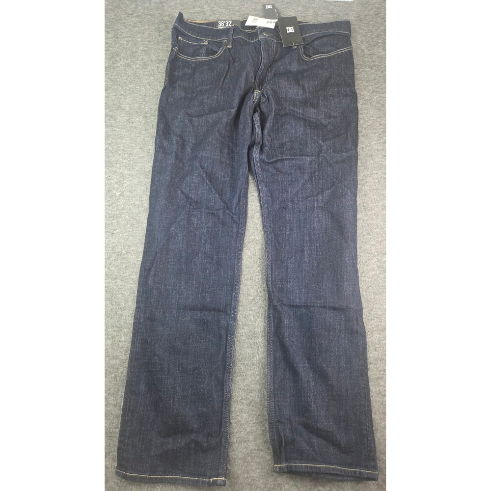 DC Shoes Jeans Mens 36x32 Blue Worker Straight EDYDP03180 Dark Wash Skate Denim - Picture 2 of 5